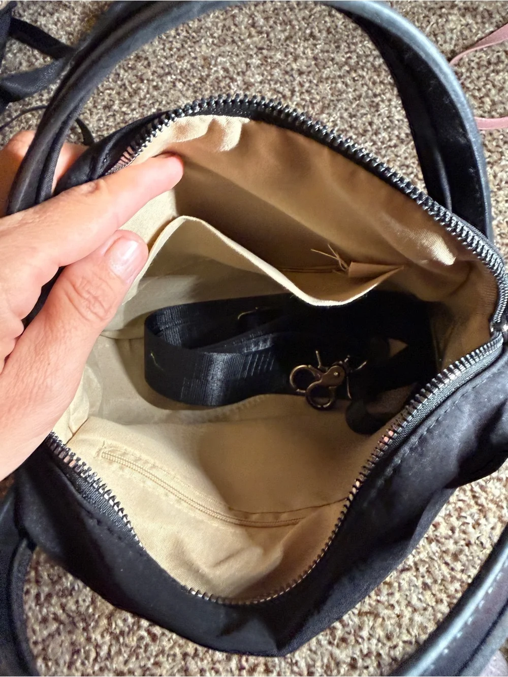 TikTok Black Canvas Tote-Style Crossbody Bag